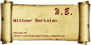 Wittner Bertalan névjegykártya